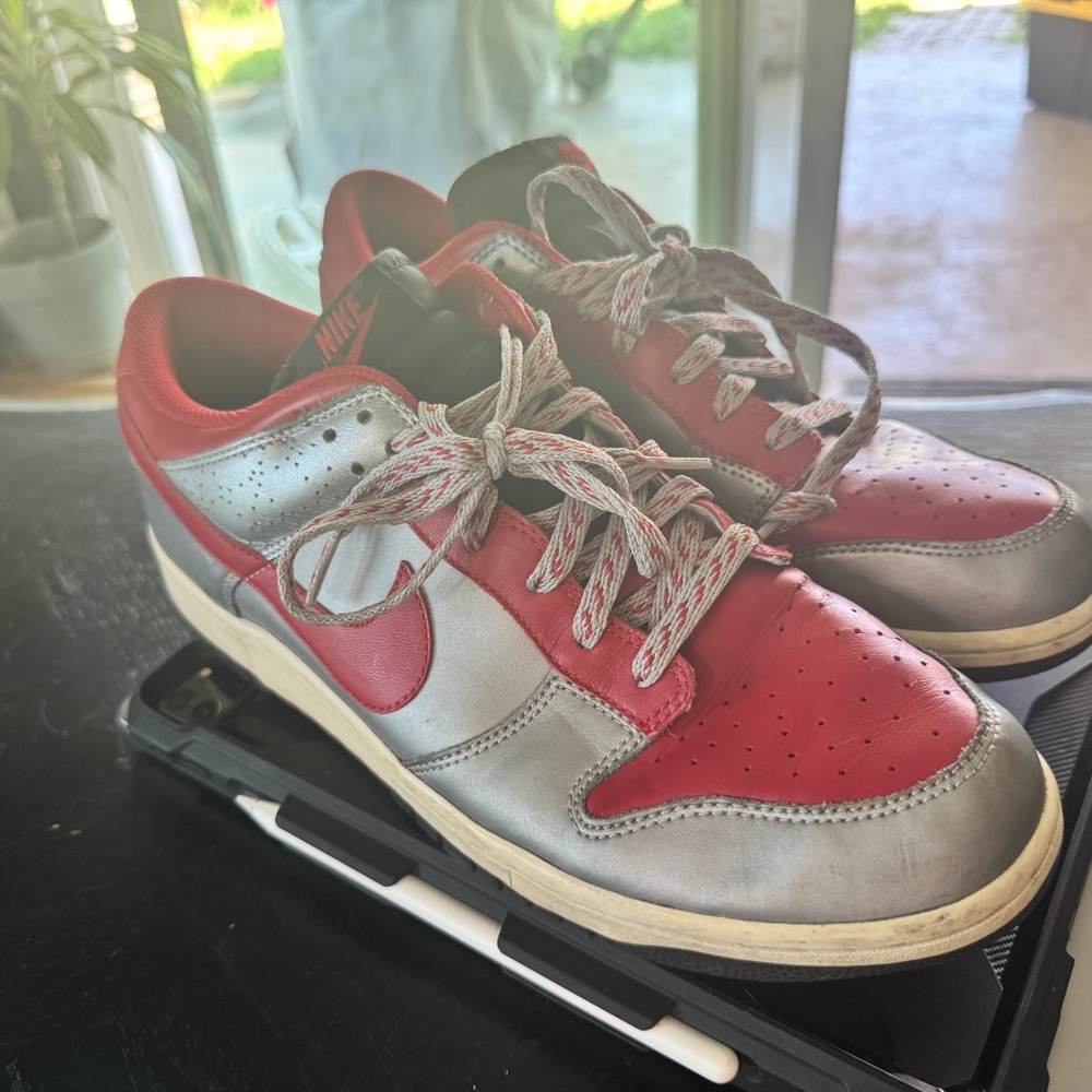 Nike Red and Silver Low-Top Sneakers